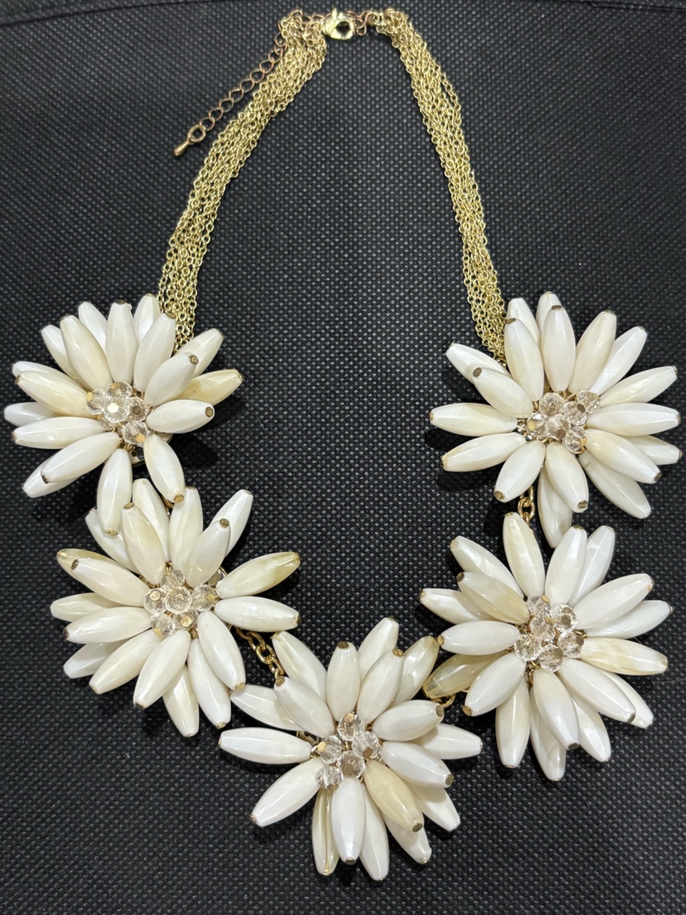 White Cream Floral Statement Necklace